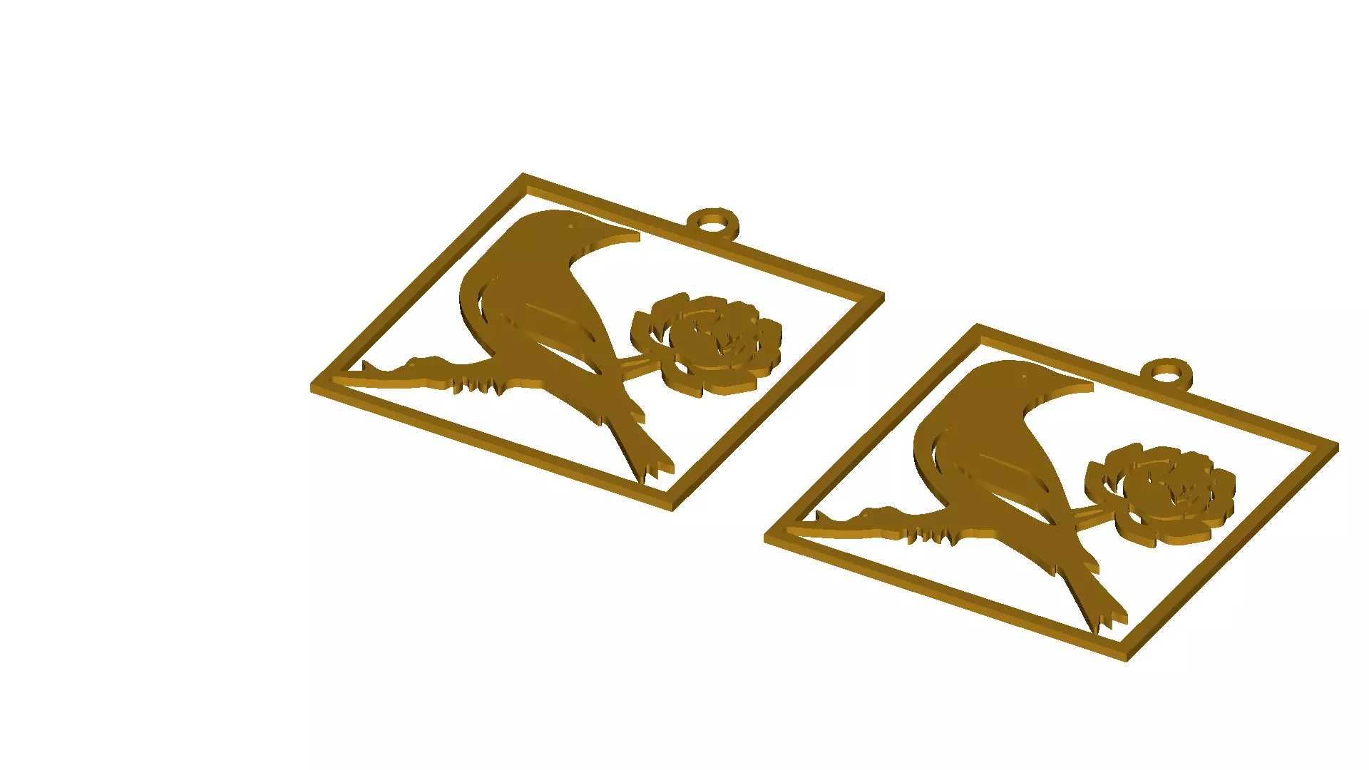 Nature Inspired Bird and Flower Silhouette Pendant 3D model_1