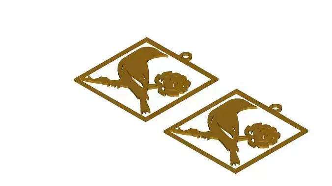 Nature Inspired Bird and Flower Silhouette Pendant