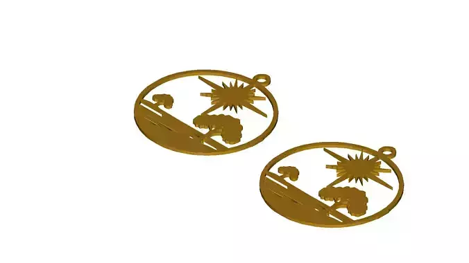 Radiant Sun Tree Landscape Silhouette Pendant