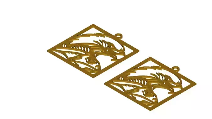 Eagle Ram Head Silhouette Pendant Art