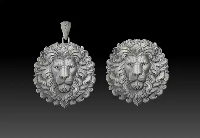 Lion Head Pendant  Relief