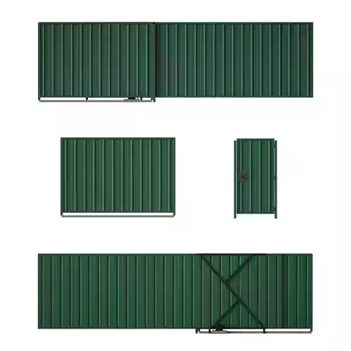 Metal fence made of profile sheet with a wicket sliding gates