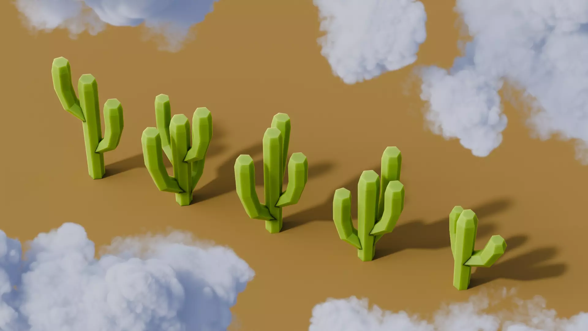 Low Poly Cacti Vol 1 Low-poly 3D model_2