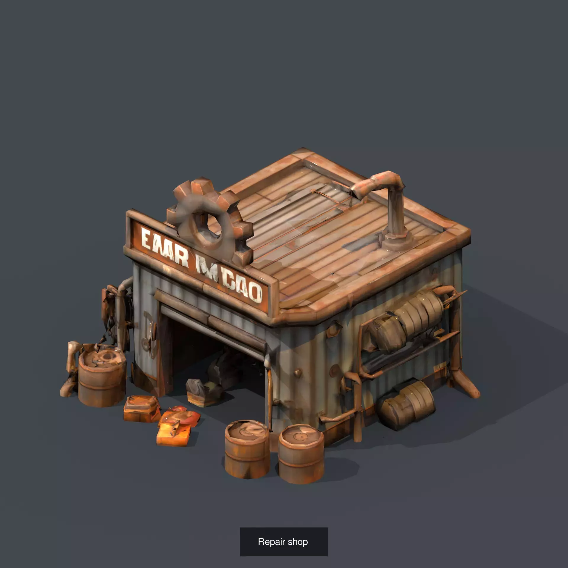 Low Poly 3D Buildings Pack Workshop Stylized Mobile Game Assets 3D Model Collection_3