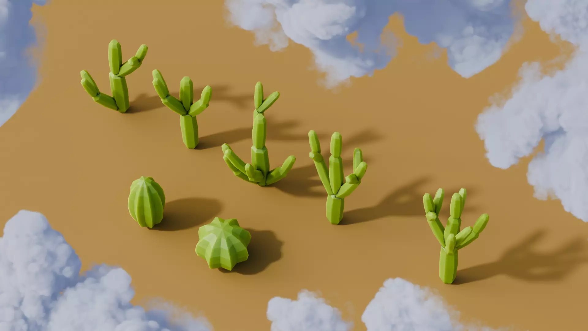 Low Poly Cacti Vol 2 Low-poly 3D model_2
