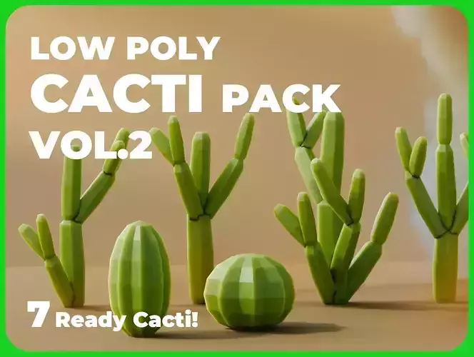 Low Poly Cacti Vol 2 Low-poly 3D model