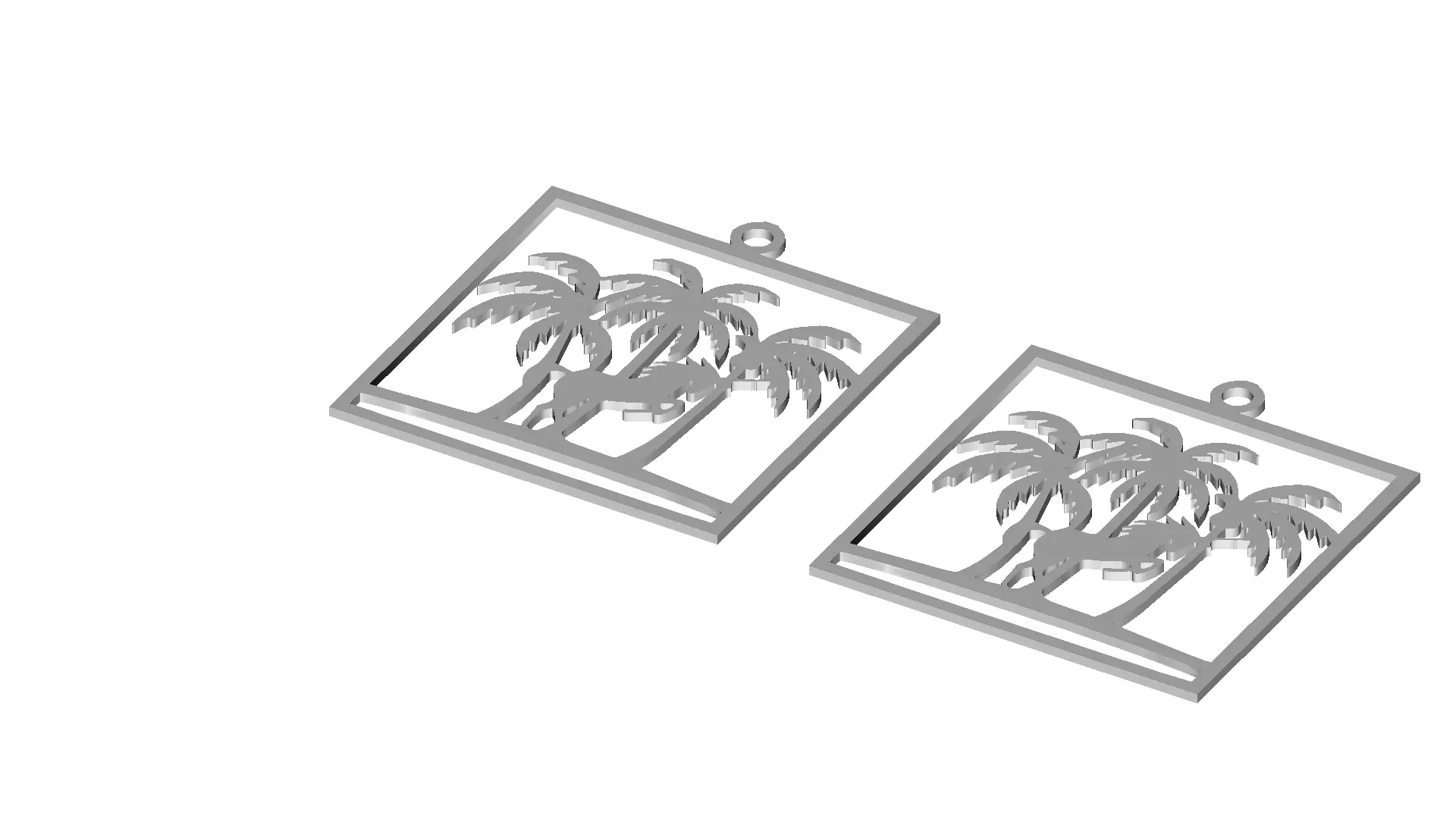 Unicorn Palm Tree Pendant Charm Jewelry Design 3D model_4