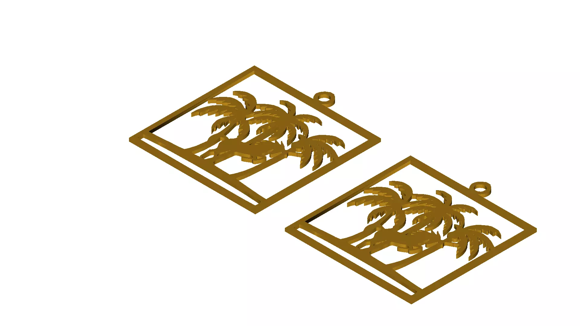 Unicorn Palm Tree Pendant Charm Jewelry Design 3D model_0