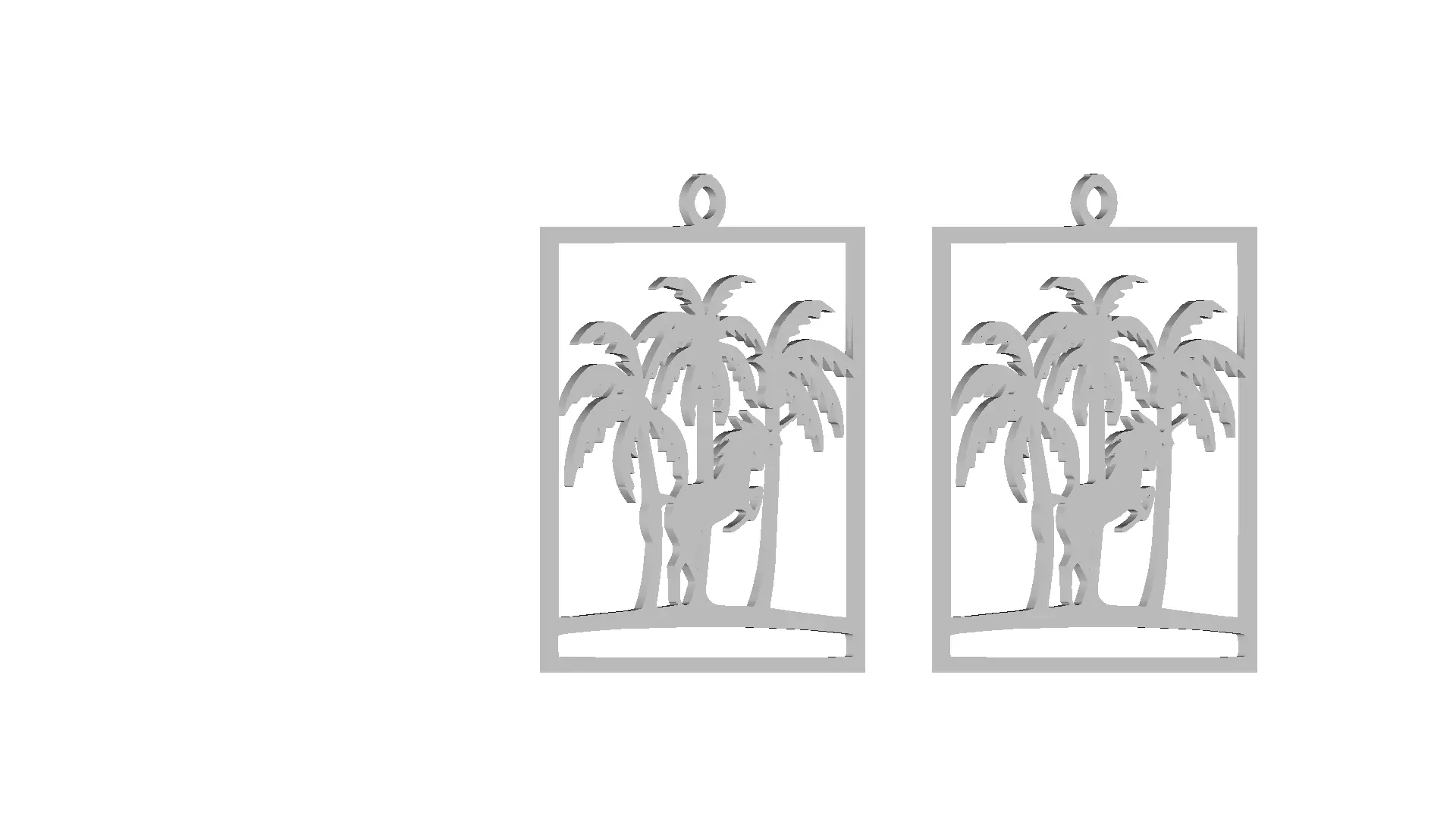 Unicorn Palm Tree Pendant Charm Jewelry Design 3D model_5