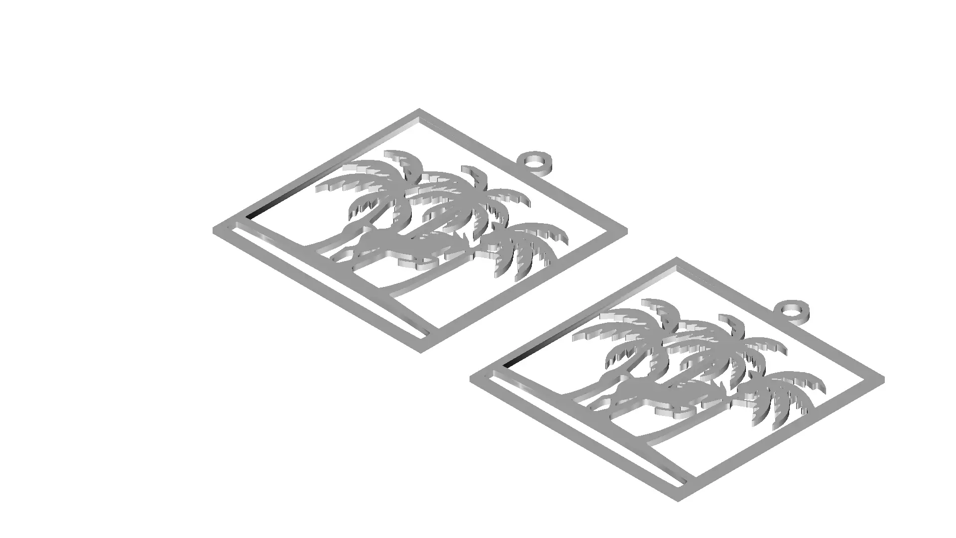 Unicorn Palm Tree Pendant Charm Jewelry Design 3D model_3