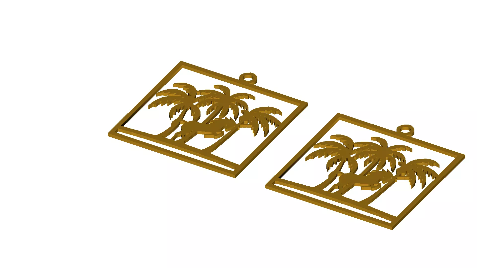 Unicorn Palm Tree Pendant Charm Jewelry Design 3D model_1