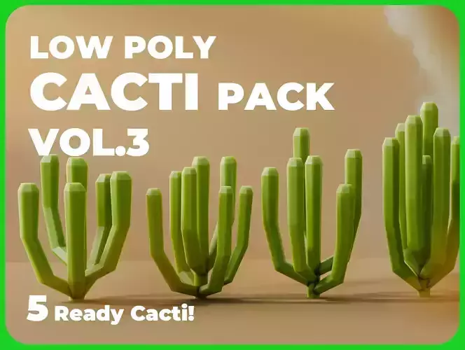 Low Poly Cacti Vol 3 Low-poly 3D model