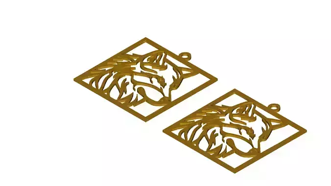 Stylized Wolf Head Pendant Digital File for 3D Print Laser Cut