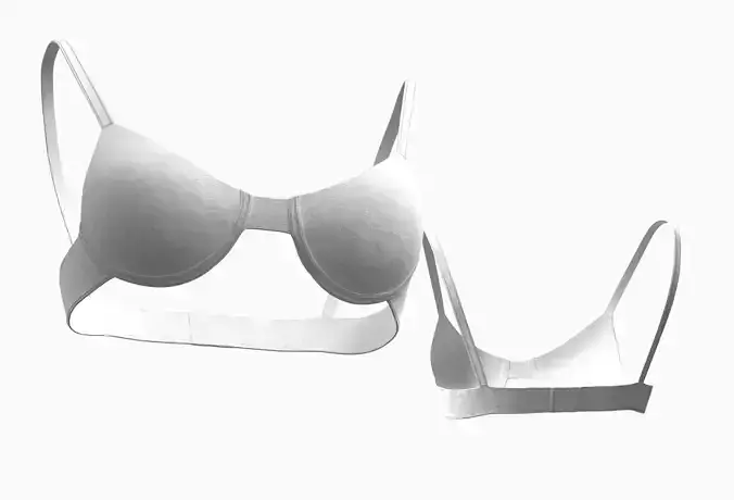 Simple Eve  Bra 3D Model with Fabric  Topstitch Details Low-poly 3D model