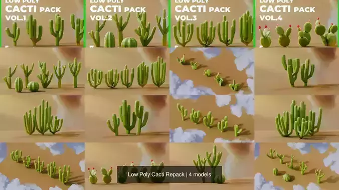 Low Poly Cacti Repack