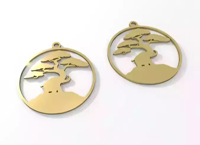 Elephant Tree Silhouette Pendant Jewelry Art