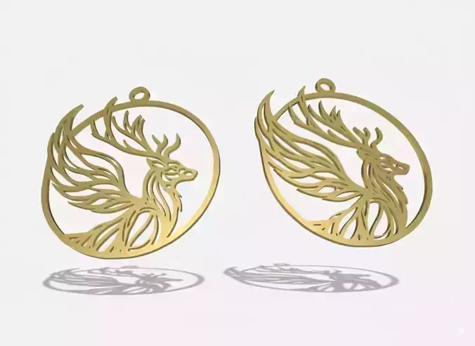 Winged Deer Pendant Medallion Art