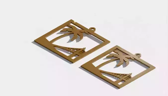 Tropical Island Bridge Silhouette Pendant Design