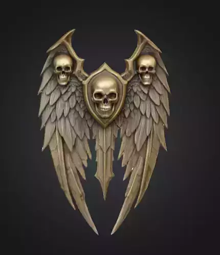 Skull Emblem Wings Low-poly 3D model
