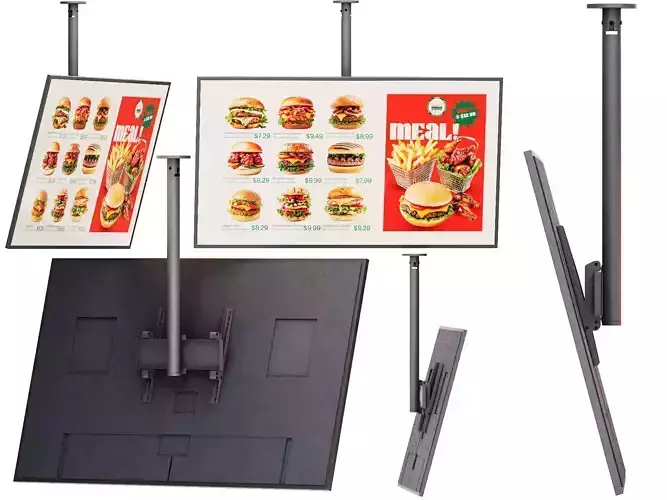 Information restaurant display on ceiling bracket