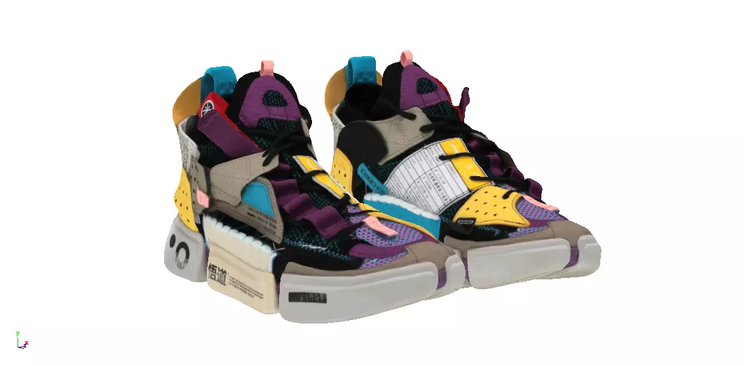 Cyberpunk fashion sneaker 24 Urban Techwear scifi future shoes Low-poly 3D model_0