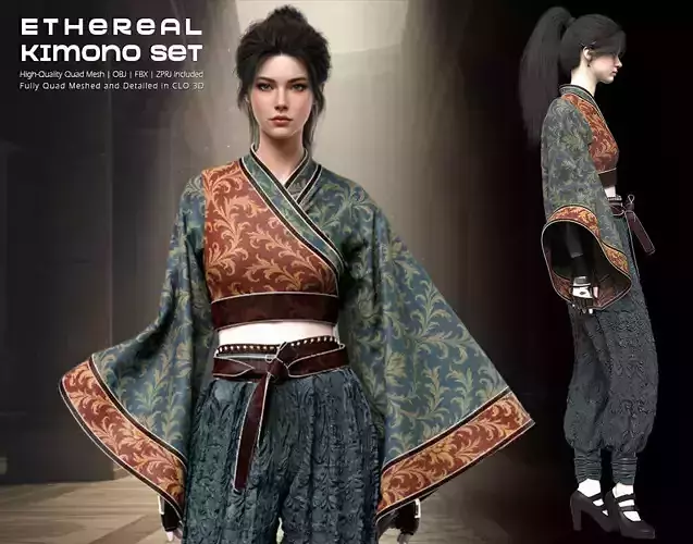 Ethereal Kimono Set 3D model