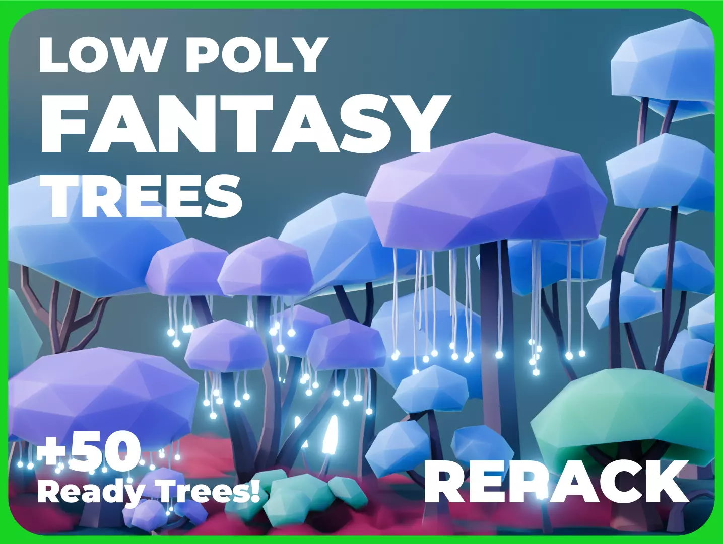 Low Poly Fantasy Trees Repack 3D Model Collection_0