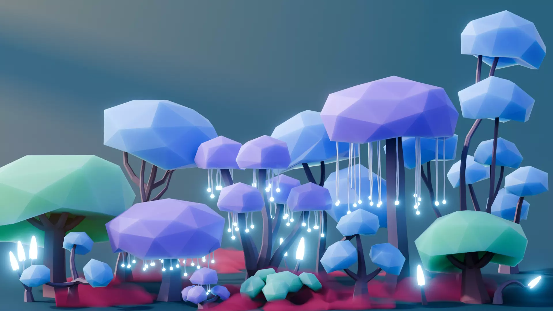 Low Poly Fantasy Trees Repack 3D Model Collection_3