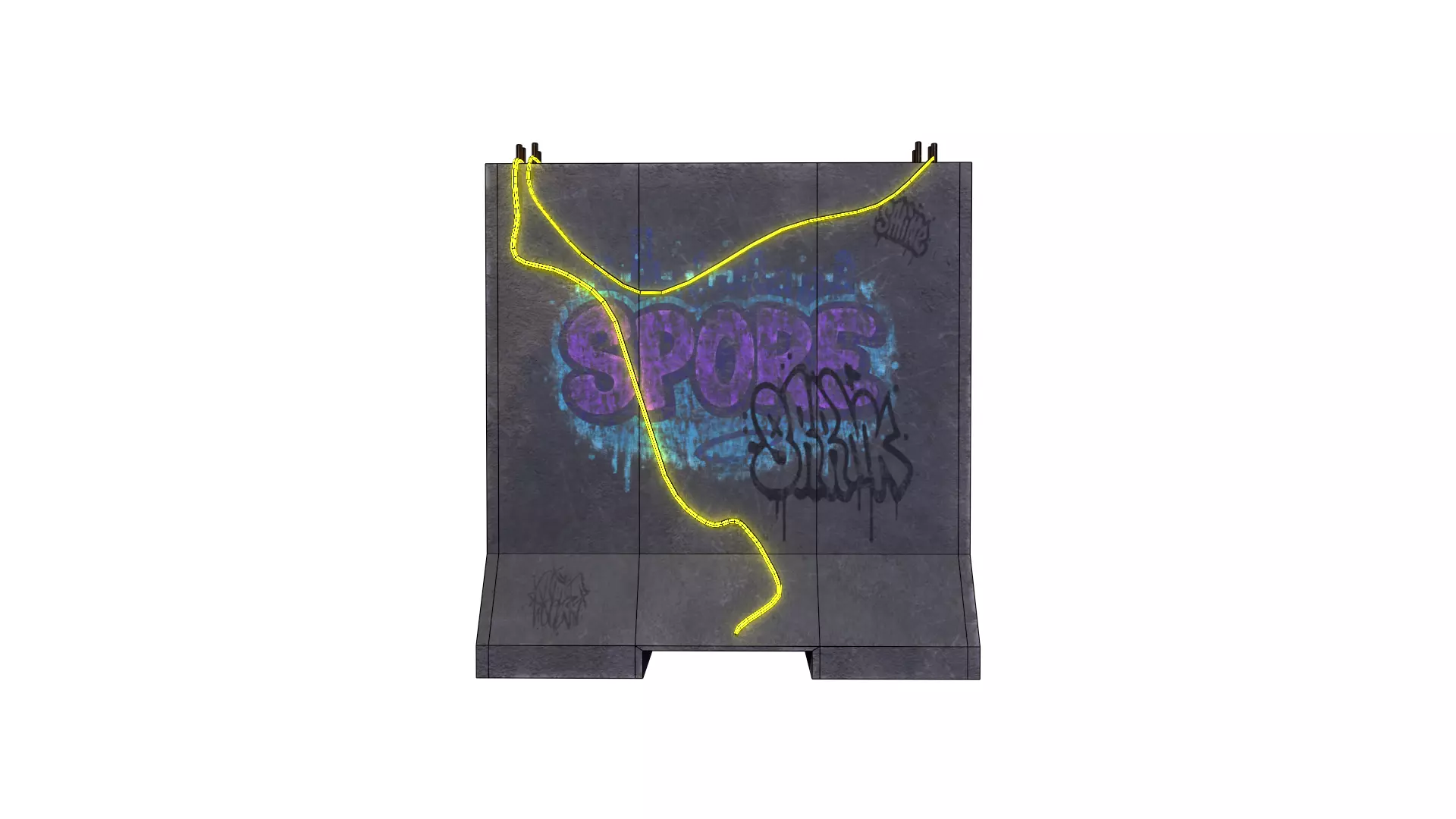 Concrete Wall Barricade Barrier RoadBlock 3D model_8