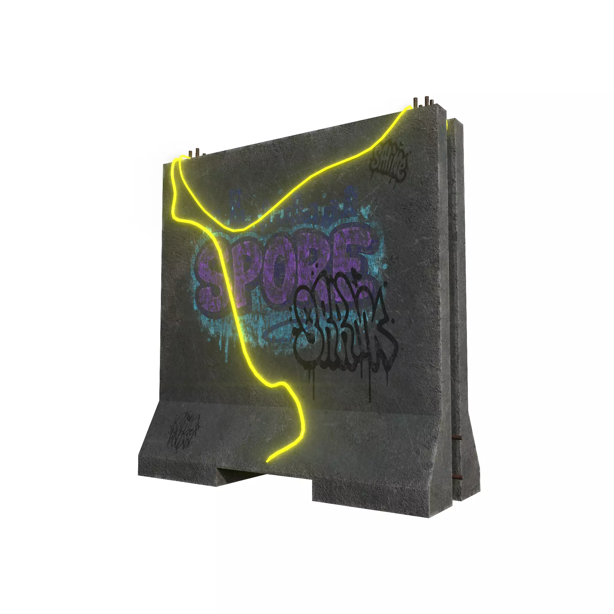 Concrete Wall Barricade Barrier RoadBlock 3D model_0