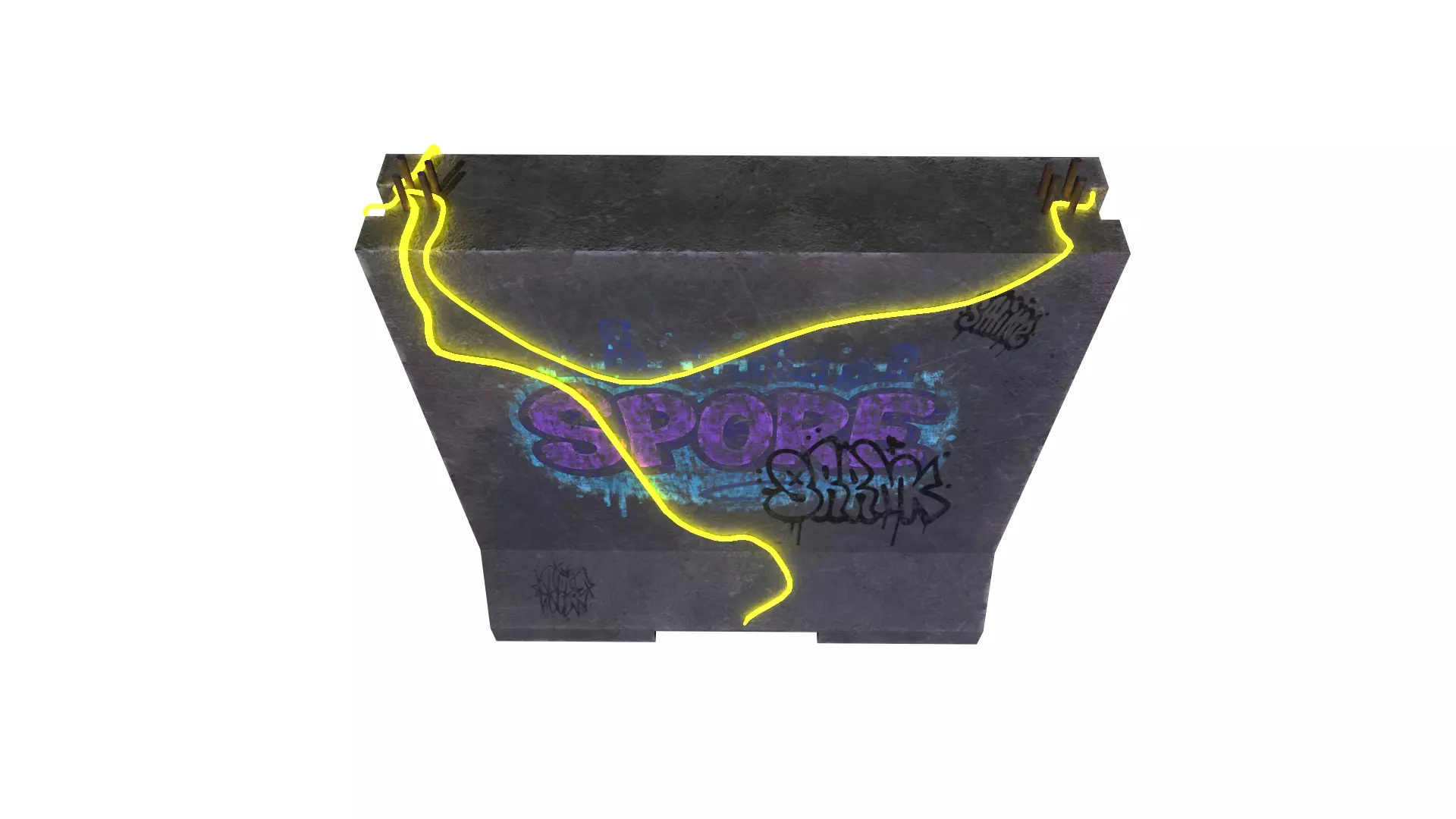 Concrete Wall Barricade Barrier RoadBlock 3D model_6