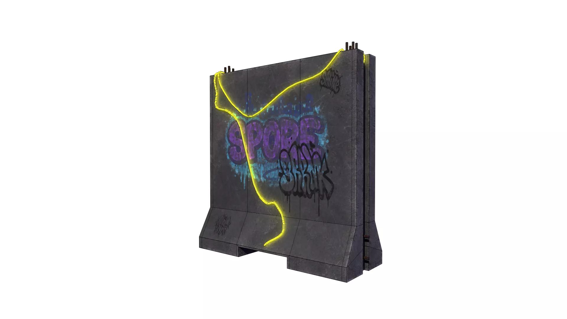 Concrete Wall Barricade Barrier RoadBlock 3D model_7