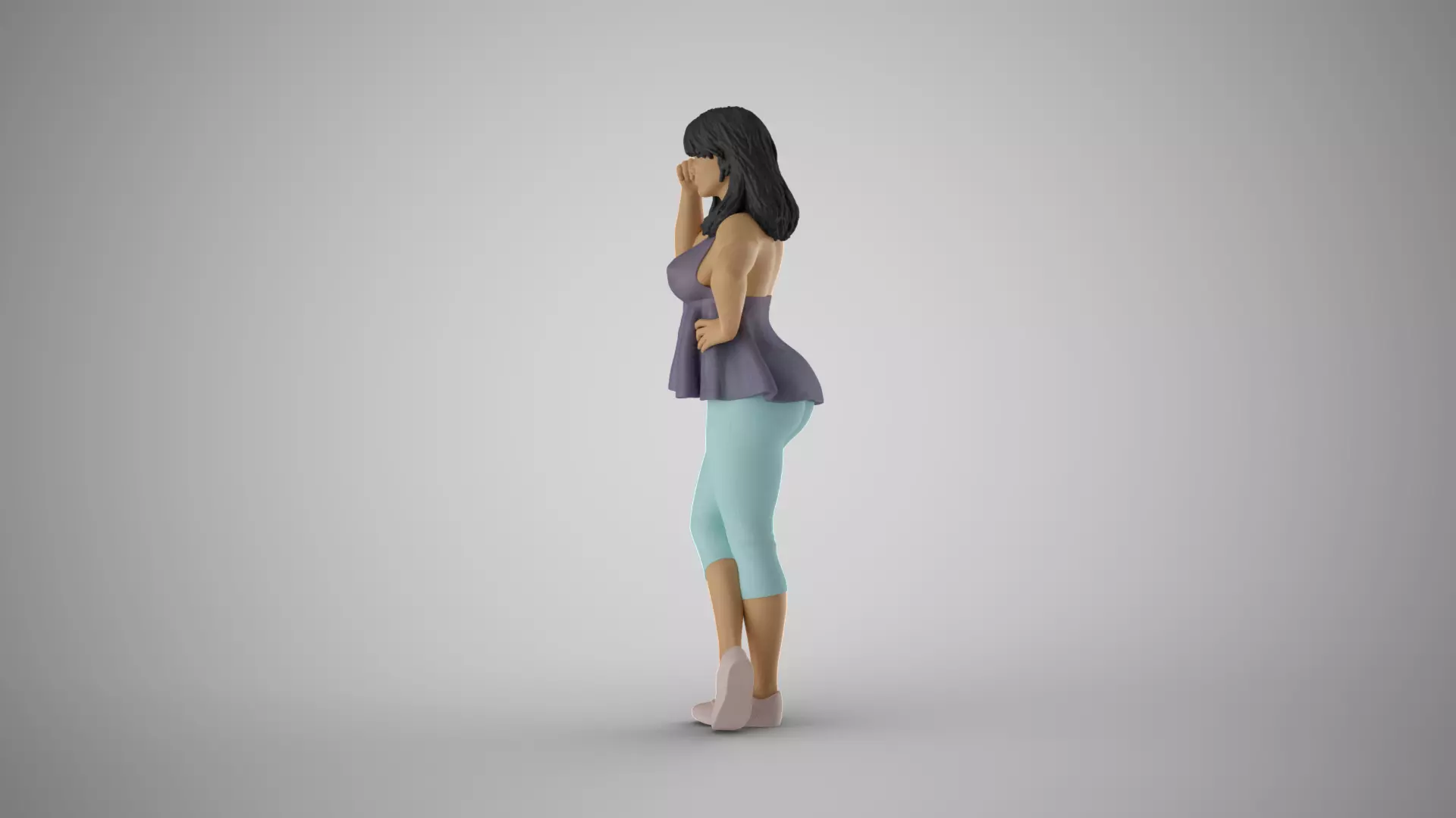 Contemplative Woman 3D print model_9