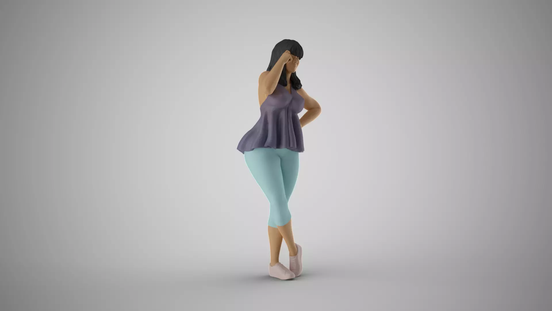 Contemplative Woman 3D print model_4