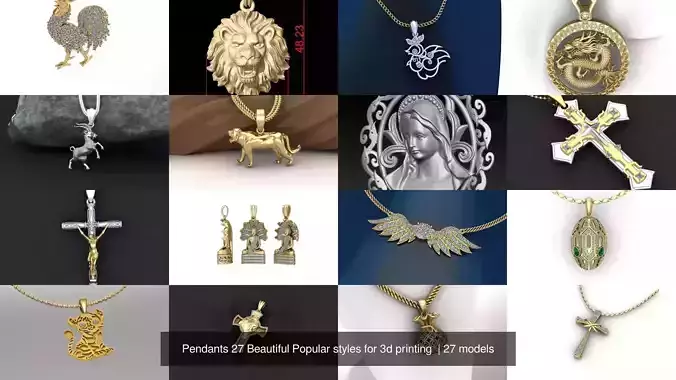 Pendants 27 Beautiful Popular styles for 3d printing  3D Model Collection