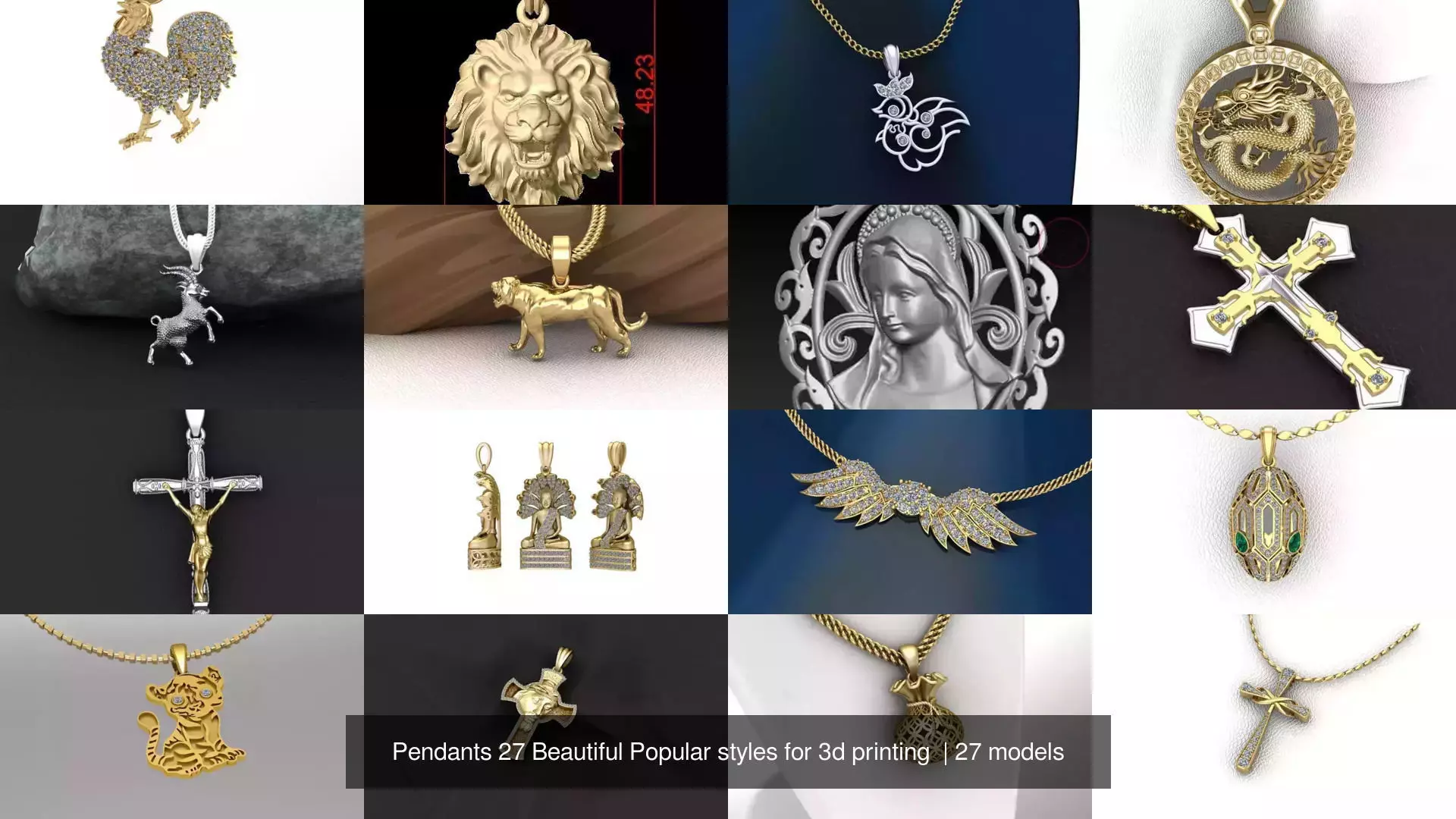 Pendants 27 Beautiful Popular styles for 3d printing  3D Model Collection_0