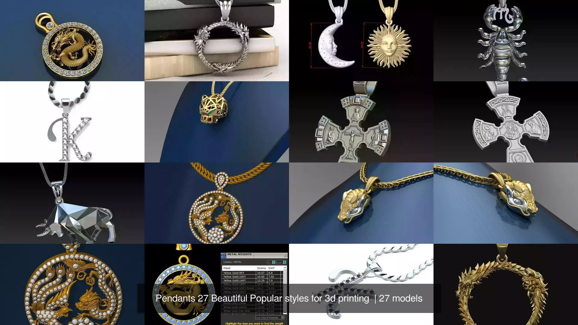 Pendants 27 Beautiful Popular styles for 3d printing  3D Model Collection_2