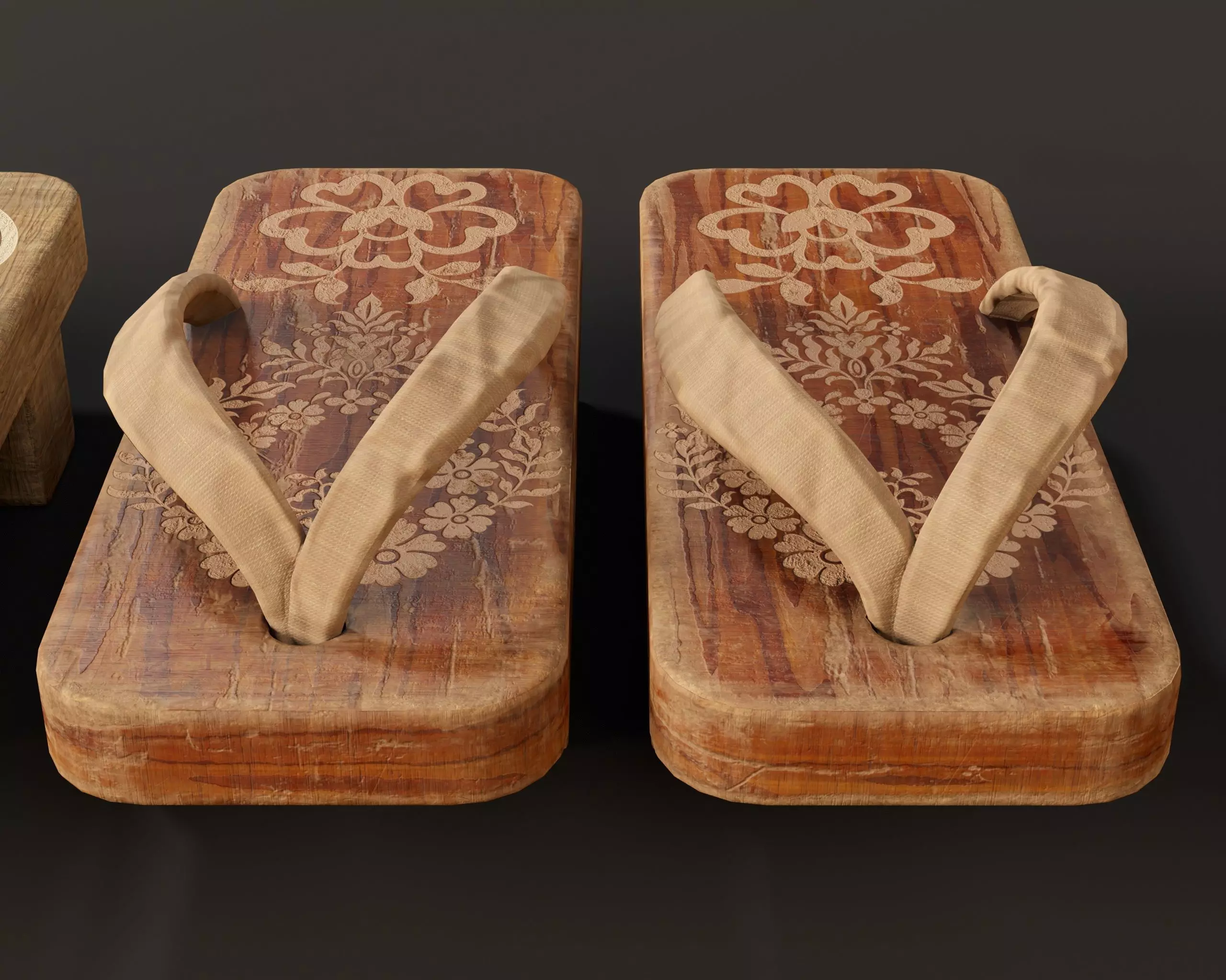 Japanese Geta Set 1 Low-poly 3D model_6