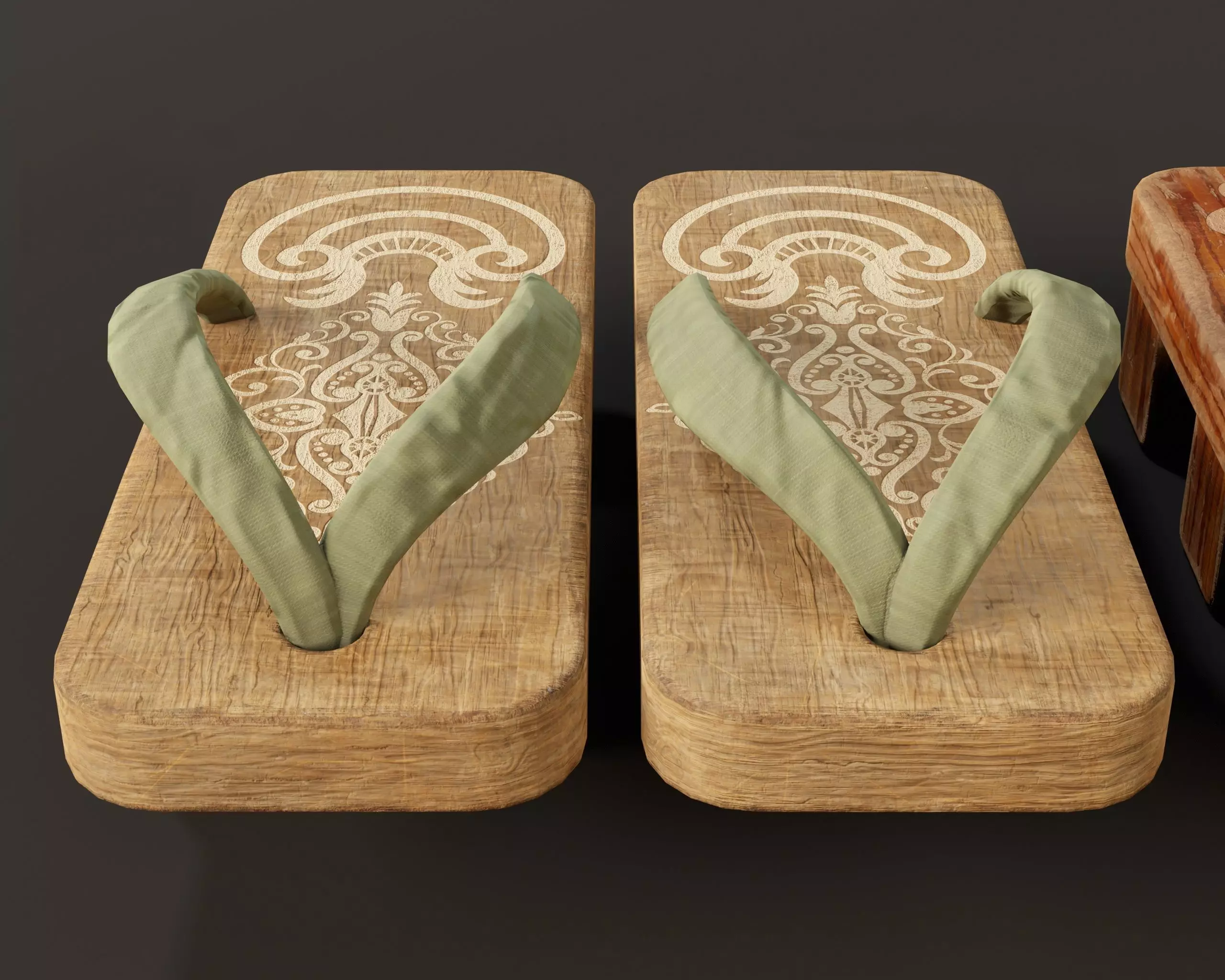 Japanese Geta Set 1 Low-poly 3D model_8