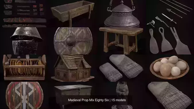 Medieval Prop Mix Eighty Six 3D Model Collection Medieval Prop Mix Eighty Six 3D Model Collection