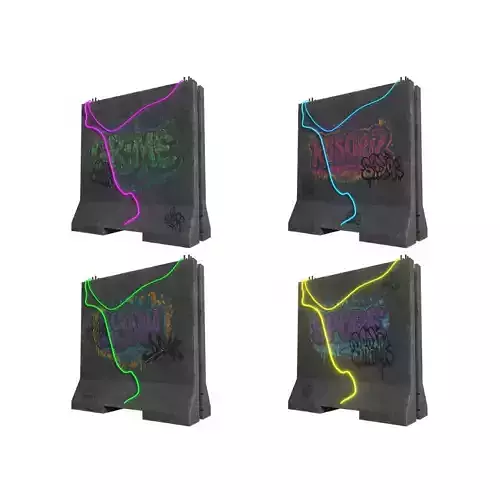 Concrete Wall Barricade Barrier RoadBlock 3D Model Collection