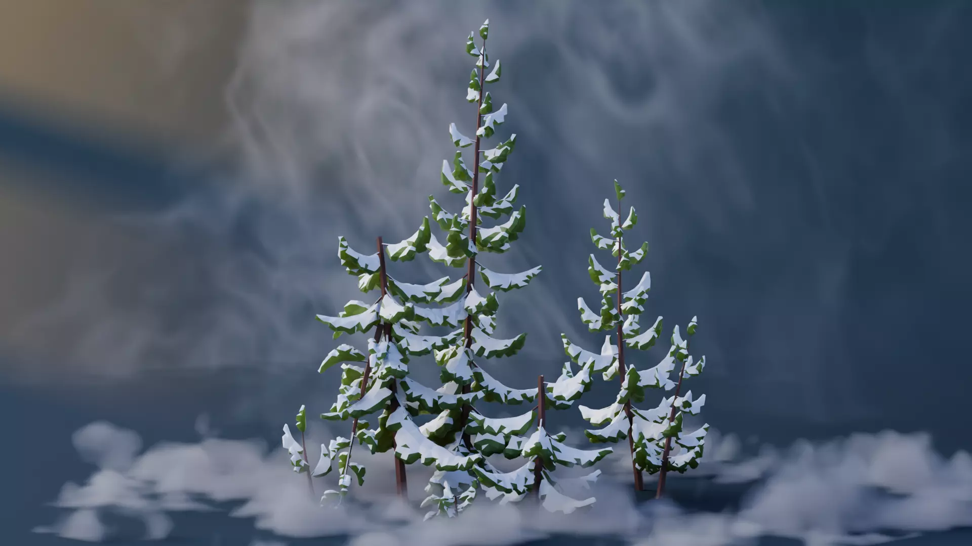 Low Poly Pines Low-poly 3D model_10