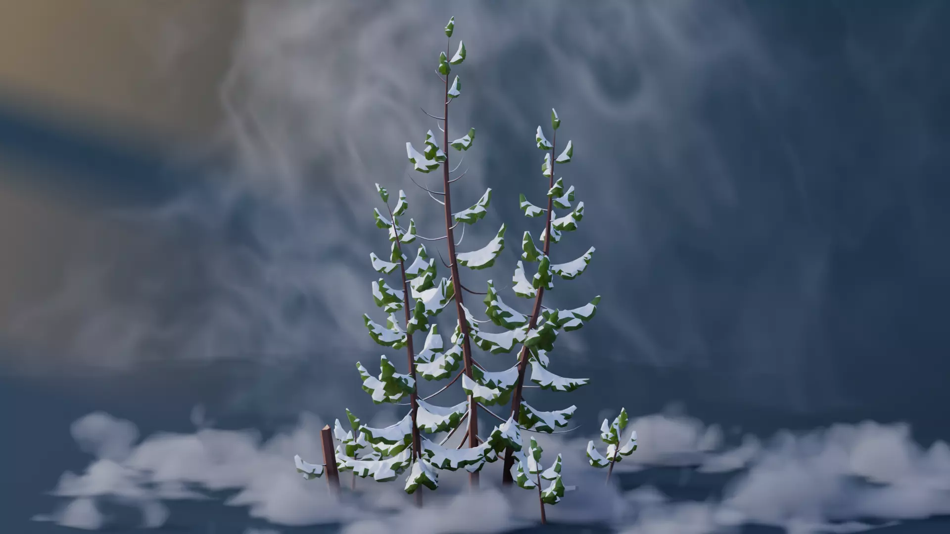 Low Poly Pines Low-poly 3D model_7