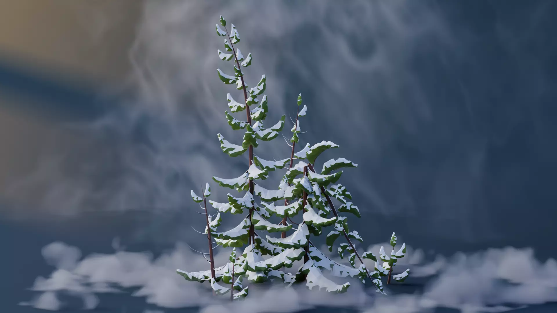 Low Poly Pines Low-poly 3D model_8