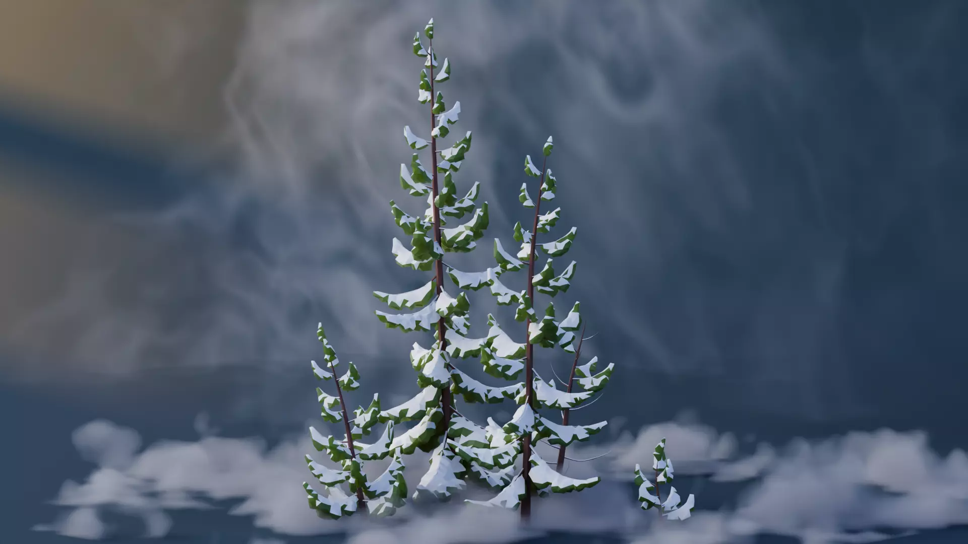 Low Poly Pines Low-poly 3D model_5