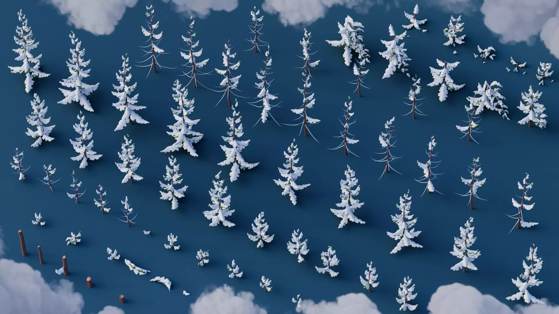 Low Poly Pines Low-poly 3D model_2