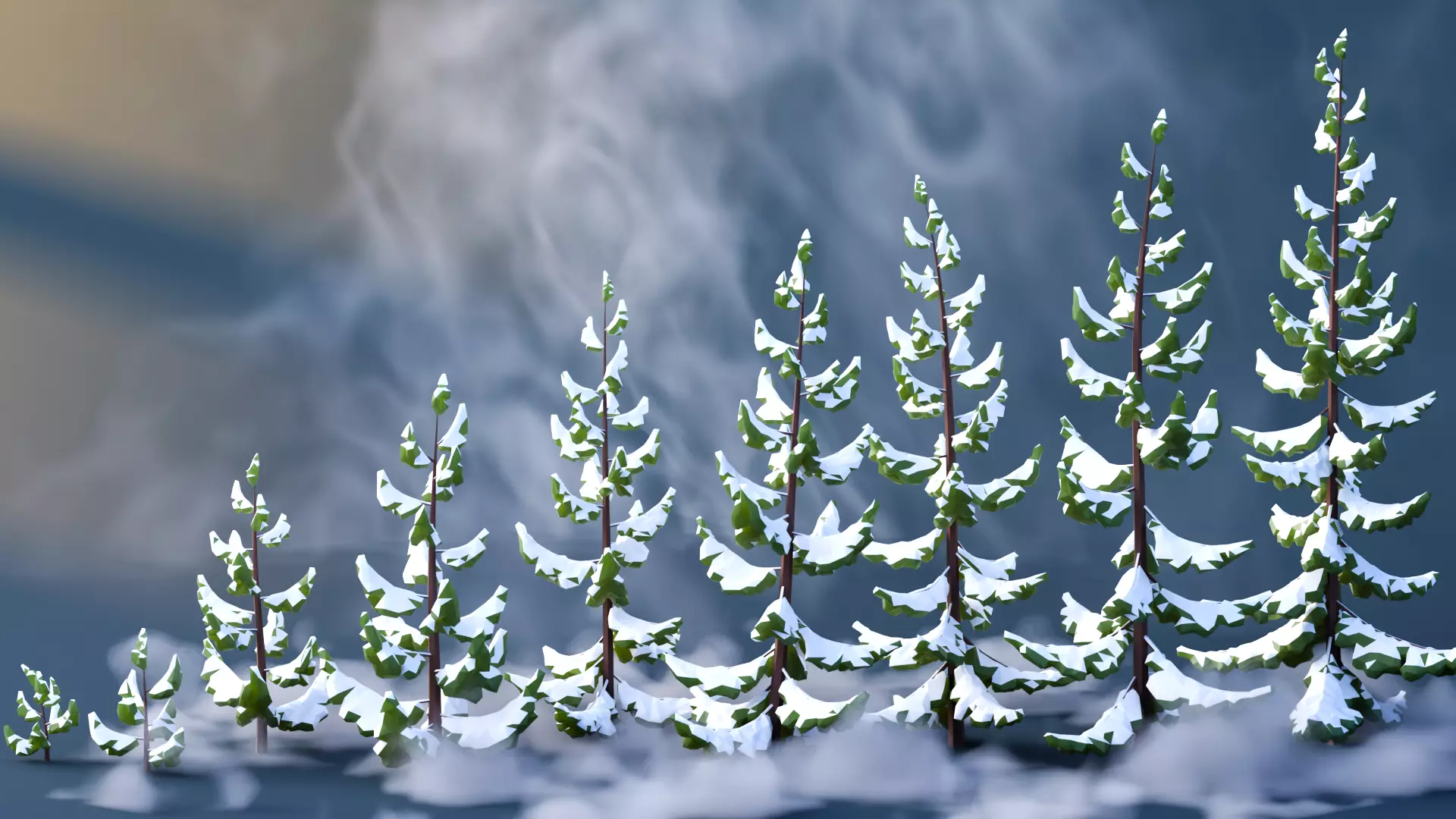 Low Poly Pines Low-poly 3D model_3