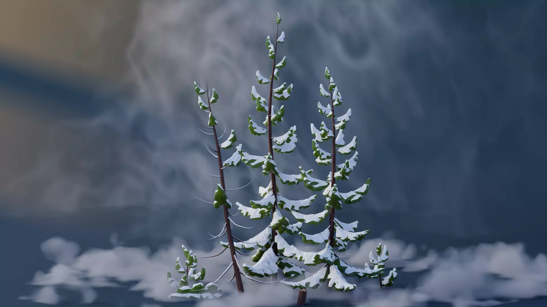 Low Poly Pines Low-poly 3D model_4