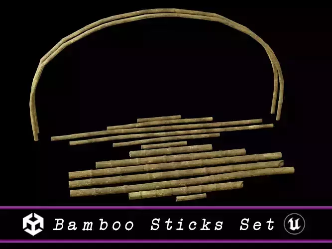 Bamboo Sticks Set  Low-poly 3D model
