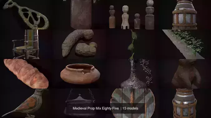 Medieval Prop Mix Eighty Five  3D Model Collection Medieval Prop Mix Eighty Five  3D Model Collection